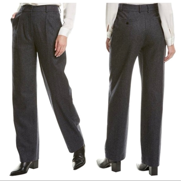 Theory Pants - Theory Wool Blend Rumi Gray Pleat Front Wide Leg Trouser Pants sz.00 NWT
